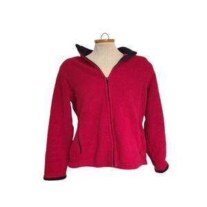 Black Diamond Vintage Fleece 90s Ski Full Zip Red Closing Day Gaper Day MEDIUM
